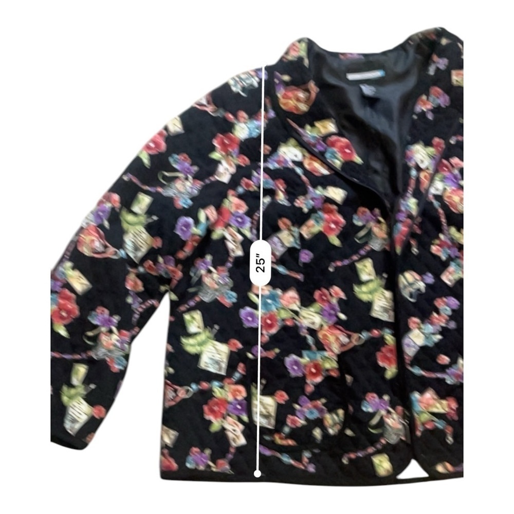 Requirements Woman floral print quilted jacket blazer zipper pockets lined 3X - Picture 9 of 12